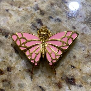Pretty Gold Plated Copper Enamel Butterfly Brooch Pendent